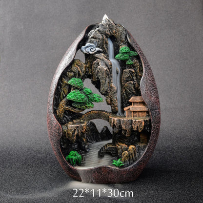 Quemador de incienso con reflujo de cascada de humo, decoración creativa para el hogar, incensario portátil de resina, artesanía de montaña y río.