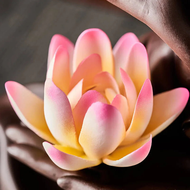 Quemador de incienso de mano de Buda Zen, quemador de incienso de reflujo, soporte de palo de flor de loto, adorno.